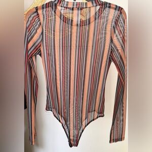 Discovery Striped Bodysuit in Black and Orange